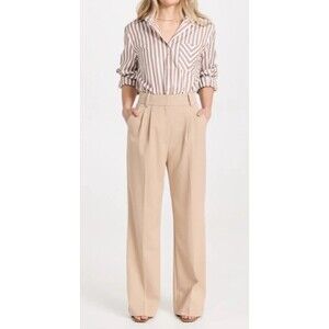 NWT Anthropologie Favorite Daughter Beige Tailored Classic Wide Leg Pants Sz 12